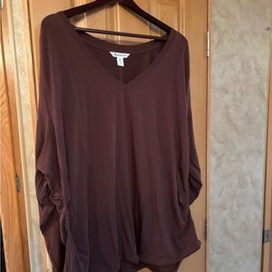 Athleta Chocolate Brown V-Neck Blouse